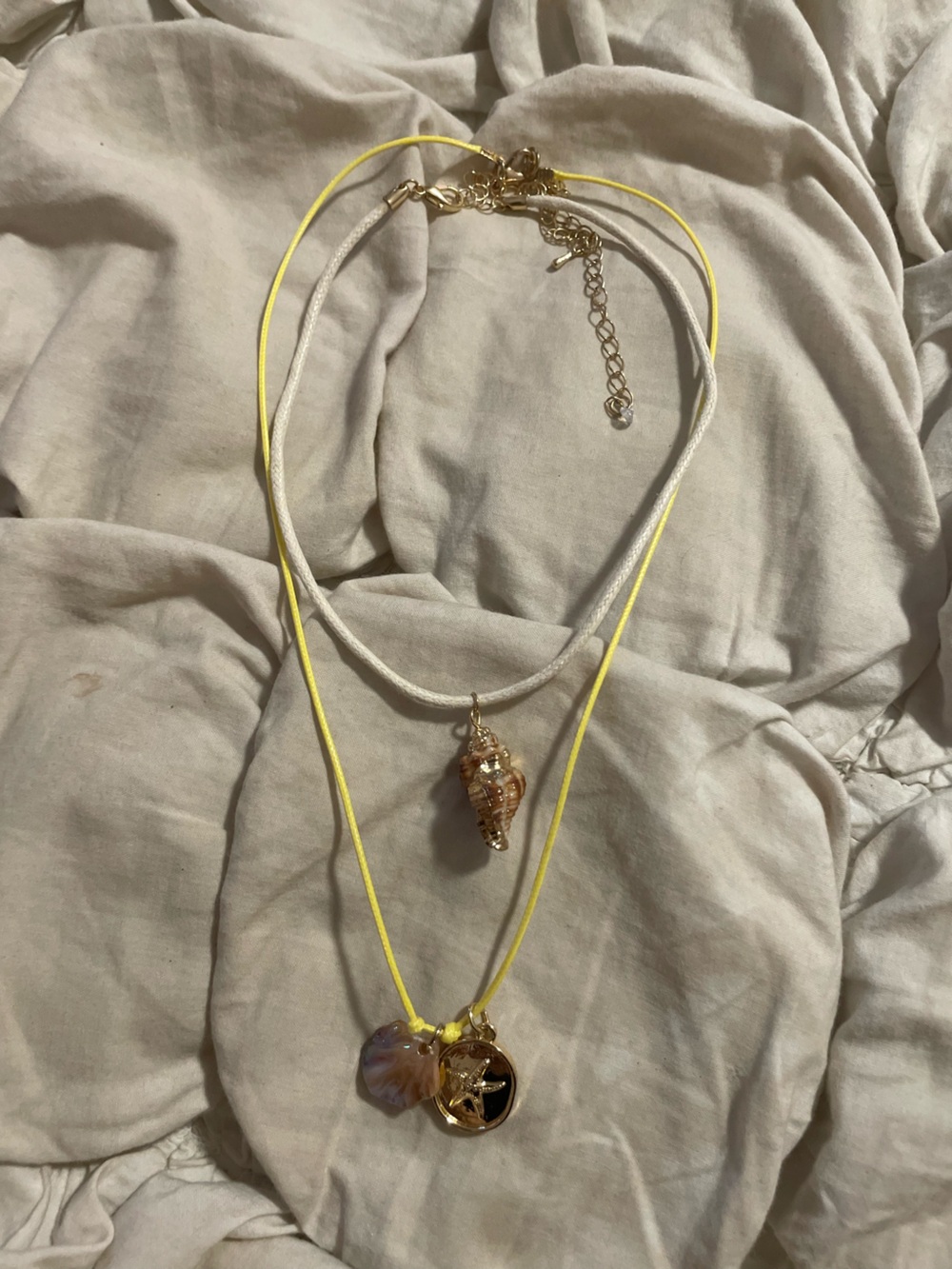 Free People Yellow & Cream Cord Coastal Layered Necklace Set - Picture 2 of 2